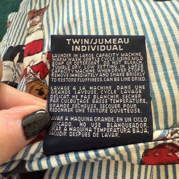 Ralph Lauren Polo Vtg Teddy Bear Blue Stripe Twin Comforter & 3 Pillow Cases - Picture 5 of 13